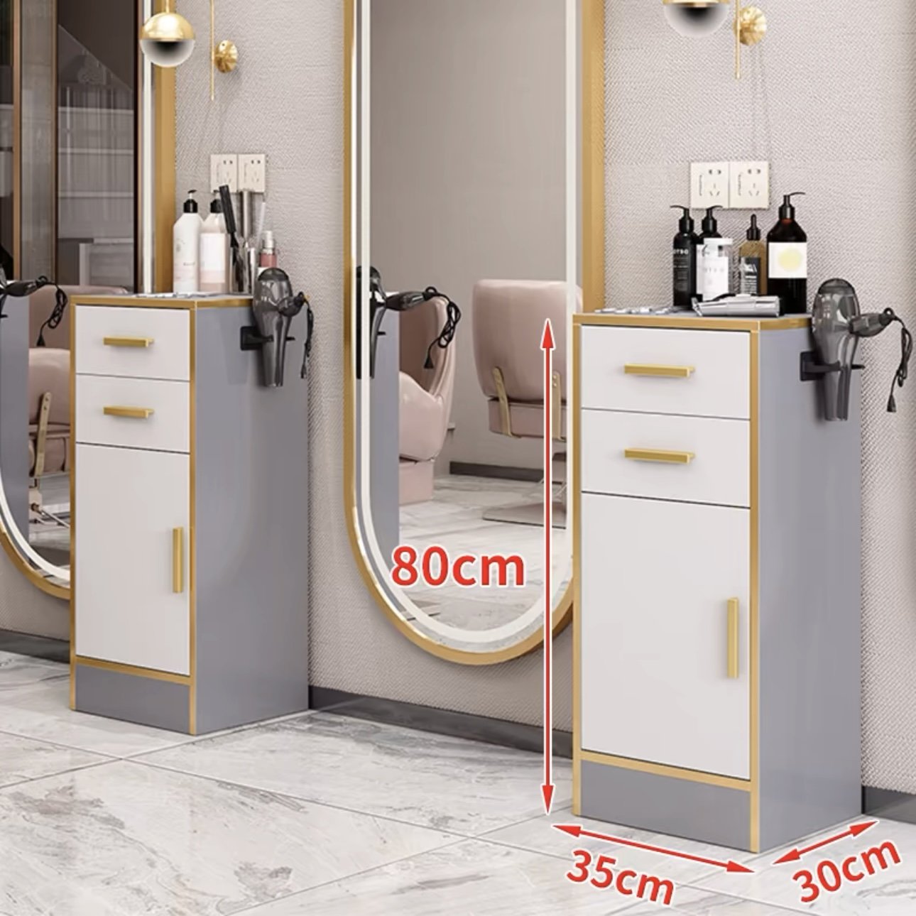 Latest Design Salon Furniture Gold Salon Trolley Removable Beauty Trolley Makeup Storage Trolley