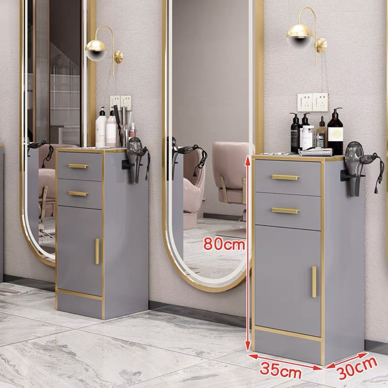 Latest Design Salon Furniture Gold Salon Trolley Removable Beauty Trolley Makeup Storage Trolley