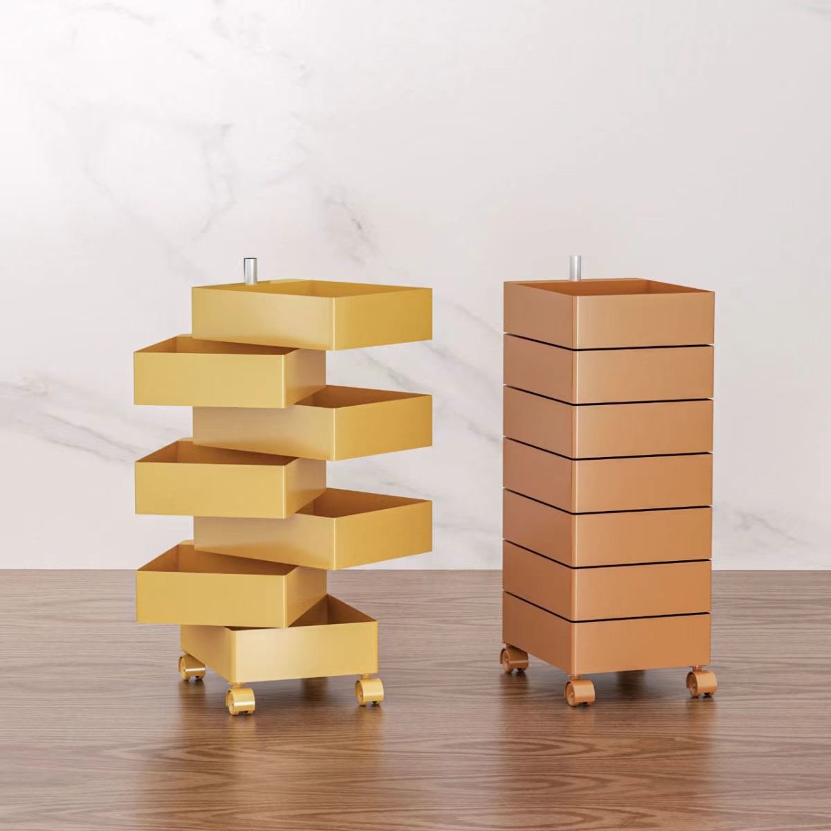 design rectangle ABS plastic 360 degree 5 layer storage with wheel removable cabinet