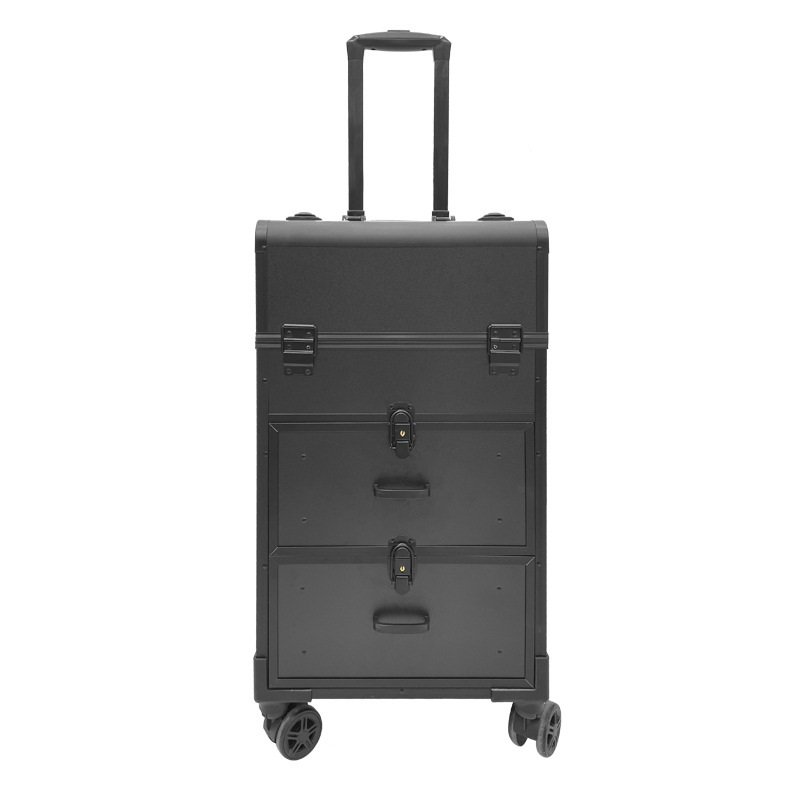 Professional aluminum Cosmetics Trolley makeup case beauty case Professional Rolling Makeup Train Case Beauty Salon