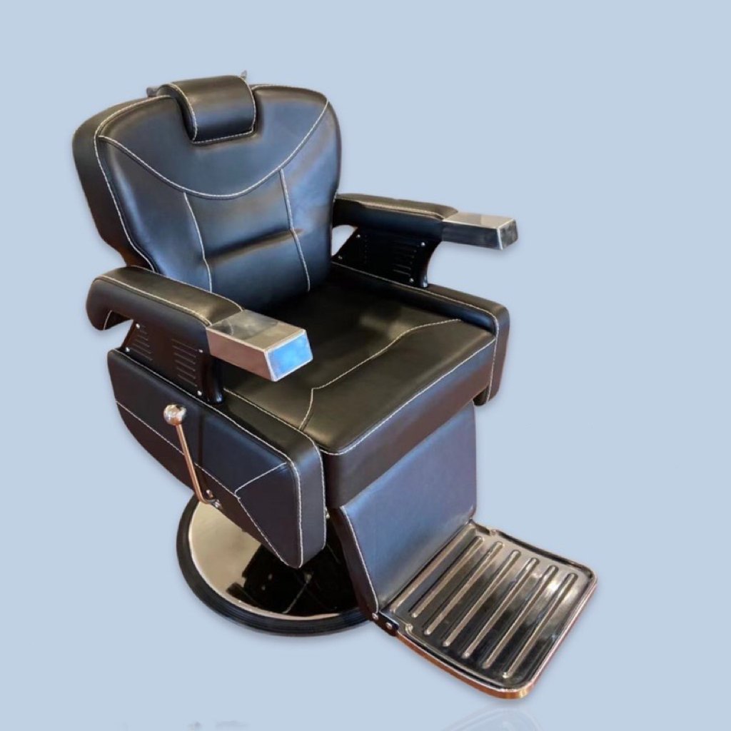 Classic black hair salon barber chair with high-quality reclining adjustable hydraulic high seat barber chair
