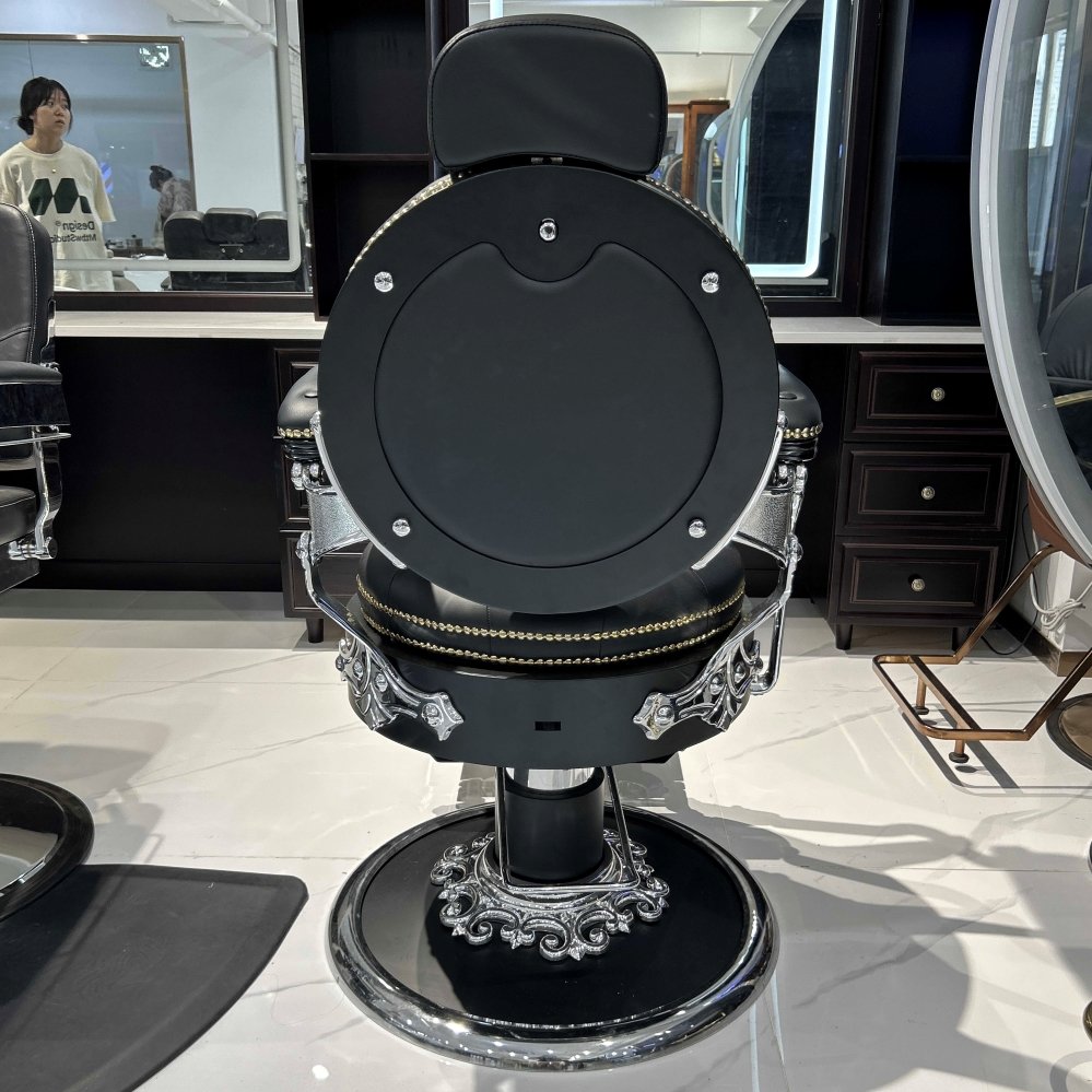 Antique Black Hydraulic Reclining Barber Chair Classic Vintage Style Modern Leather Salon Furniture for Beauty Salons