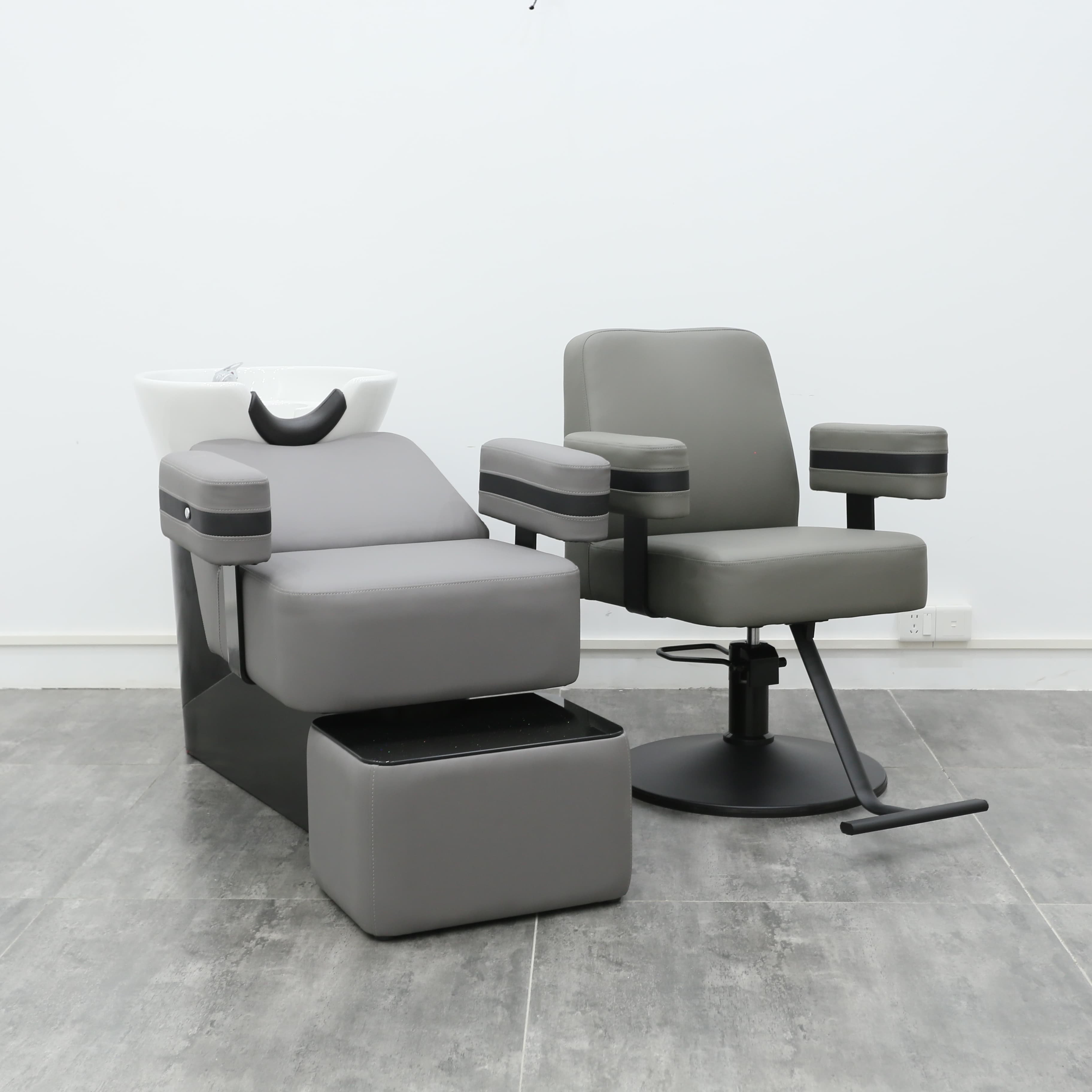 Factory Barber Supplies Furniture Salon Equipment Hair Styling Chair Barbershop Whole Set Gray Salon Barber Hair Chair