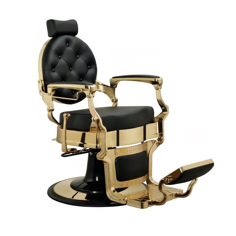 Wholesale price luxury aluminum frame vintage gold hair salon furniture barber chair for men