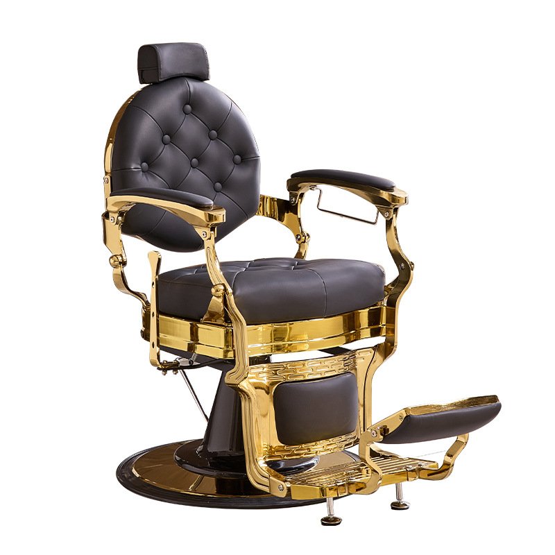Wholesale price luxury aluminum frame vintage gold hair salon furniture barber chair for men