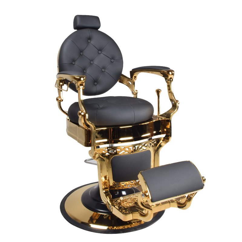 Wholesale price luxury aluminum frame vintage gold hair salon furniture barber chair for men