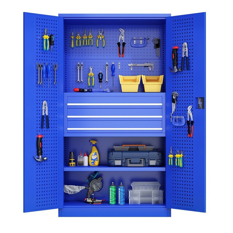 Steel Heavy Duty Tool Cabinet Car Repair Tool Storage Cabinet Warehouse Factory Metal Blue Garage Storage Cabinet