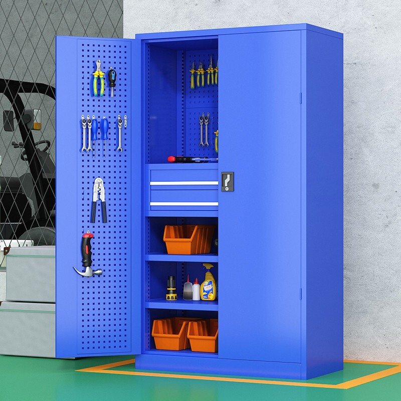 Steel Heavy Duty Tool Cabinet Car Repair Tool Storage Cabinet Warehouse Factory Metal Blue Garage Storage Cabinet