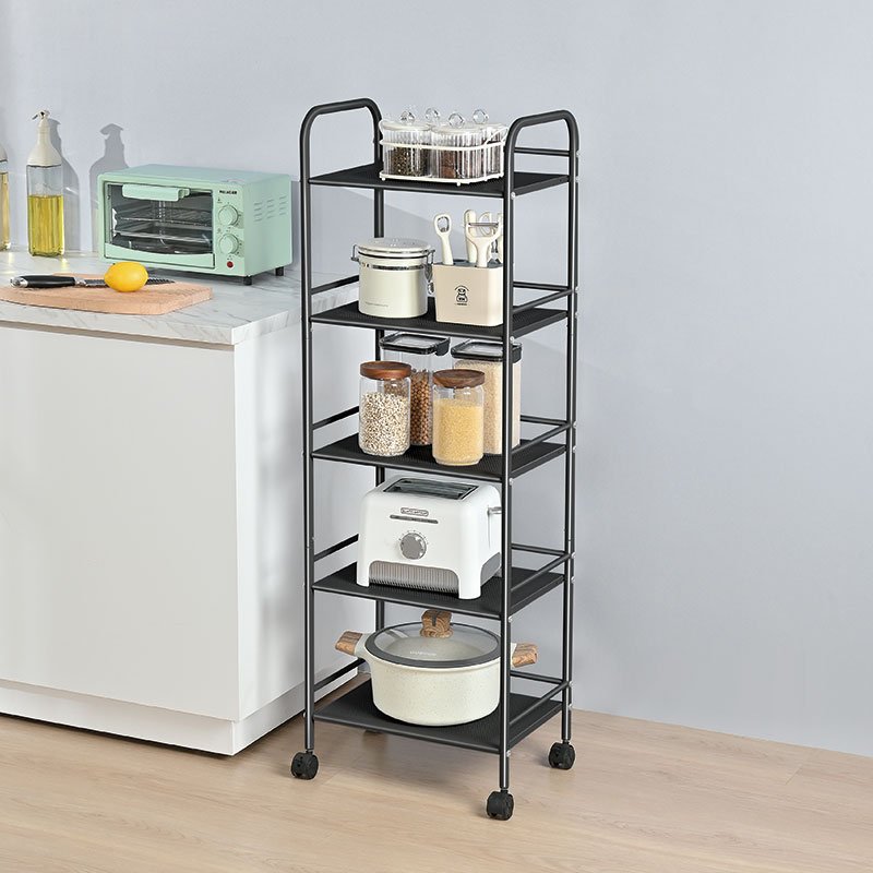 Multipurpose 3 4 5 Tier Utility Rolling Cart Large Storage Trolley Metal Home Kitchen Serving Storage Cart