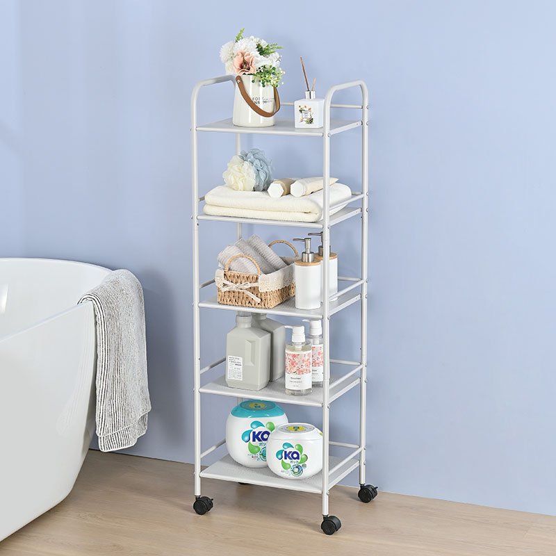 Multipurpose 3 4 5 Tier Utility Rolling Cart Large Storage Trolley Metal Home Kitchen Serving Storage Cart