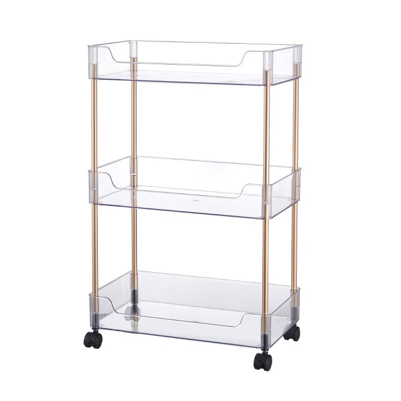 choice fun high quality Kitchen Stainless Steel Shelf PET Storage Two-tier three-tier four-tier storage rack with wheels