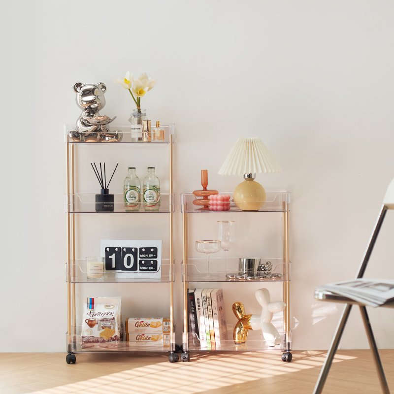 choice fun high quality Kitchen Stainless Steel Shelf PET Storage Two-tier three-tier four-tier storage rack with wheels