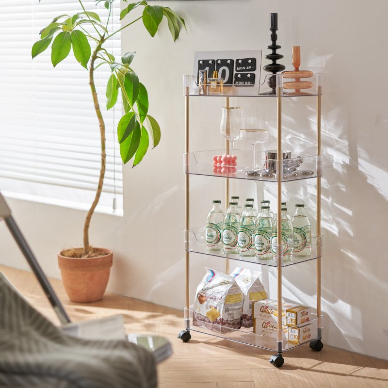 choice fun high quality Kitchen Stainless Steel Shelf PET Storage Two-tier three-tier four-tier storage rack with wheels