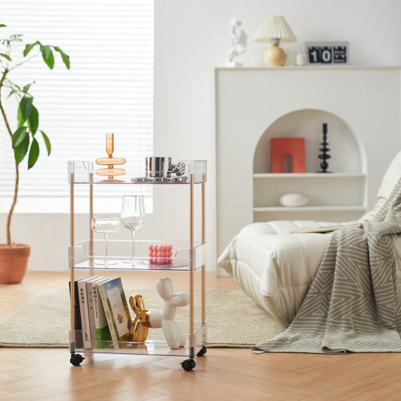 choice fun high quality Kitchen Stainless Steel Shelf PET Storage Two-tier three-tier four-tier storage rack with wheels