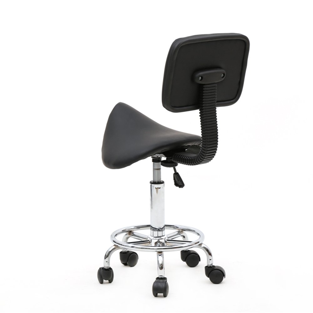 Hot Sale modern PU Leather saddle chair Saddle Shape Adjustable black Salon Stool with back