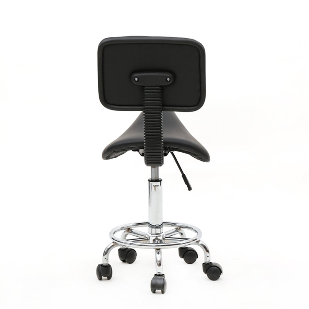 Hot Sale modern PU Leather saddle chair Saddle Shape Adjustable black Salon Stool with back