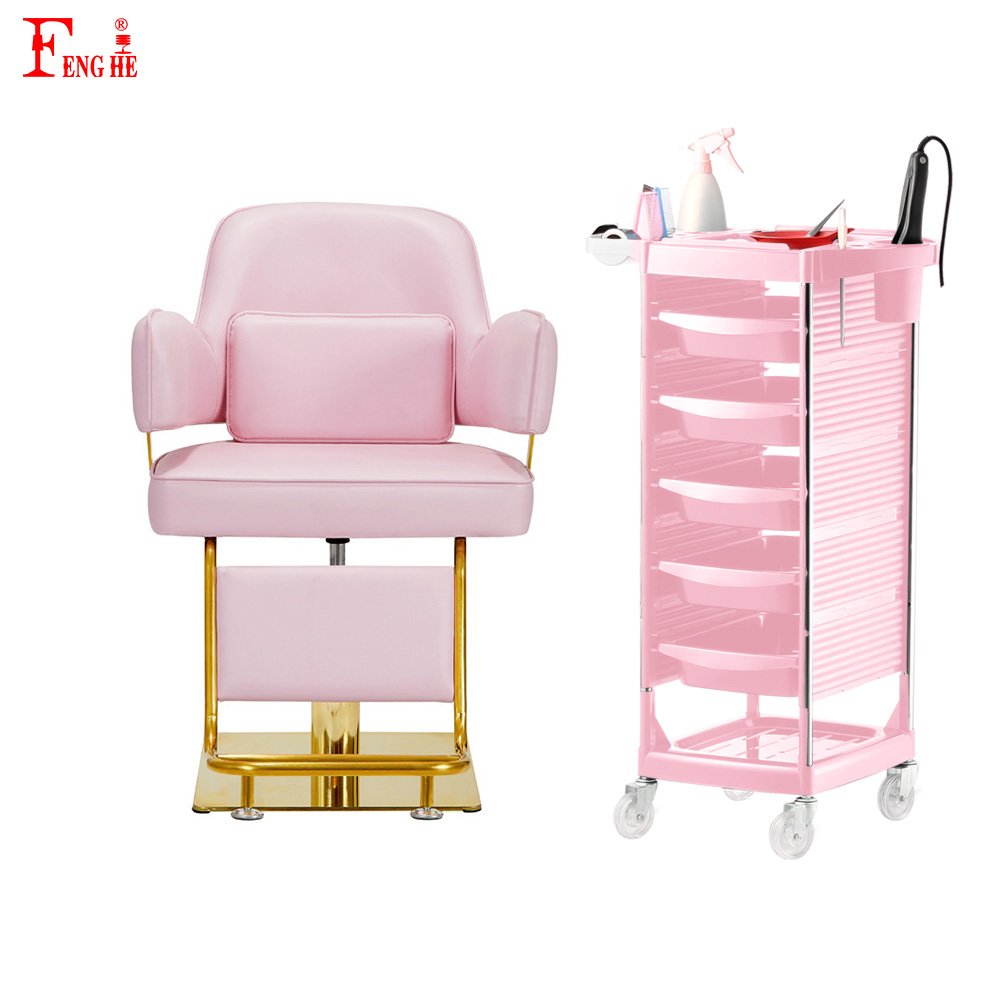 Fenghe Wholesalers Comfortable Salon Chair Hair Pink Salon Furniture Set Salon Barber Chair