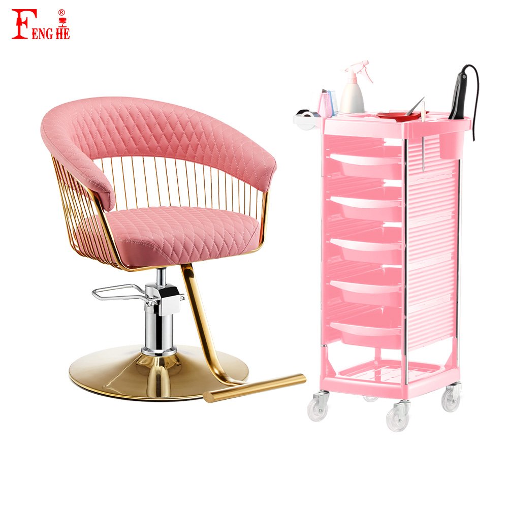 Fenghe Wholesalers Comfortable Salon Chair Hair Pink Salon Furniture Set Salon Barber Chair