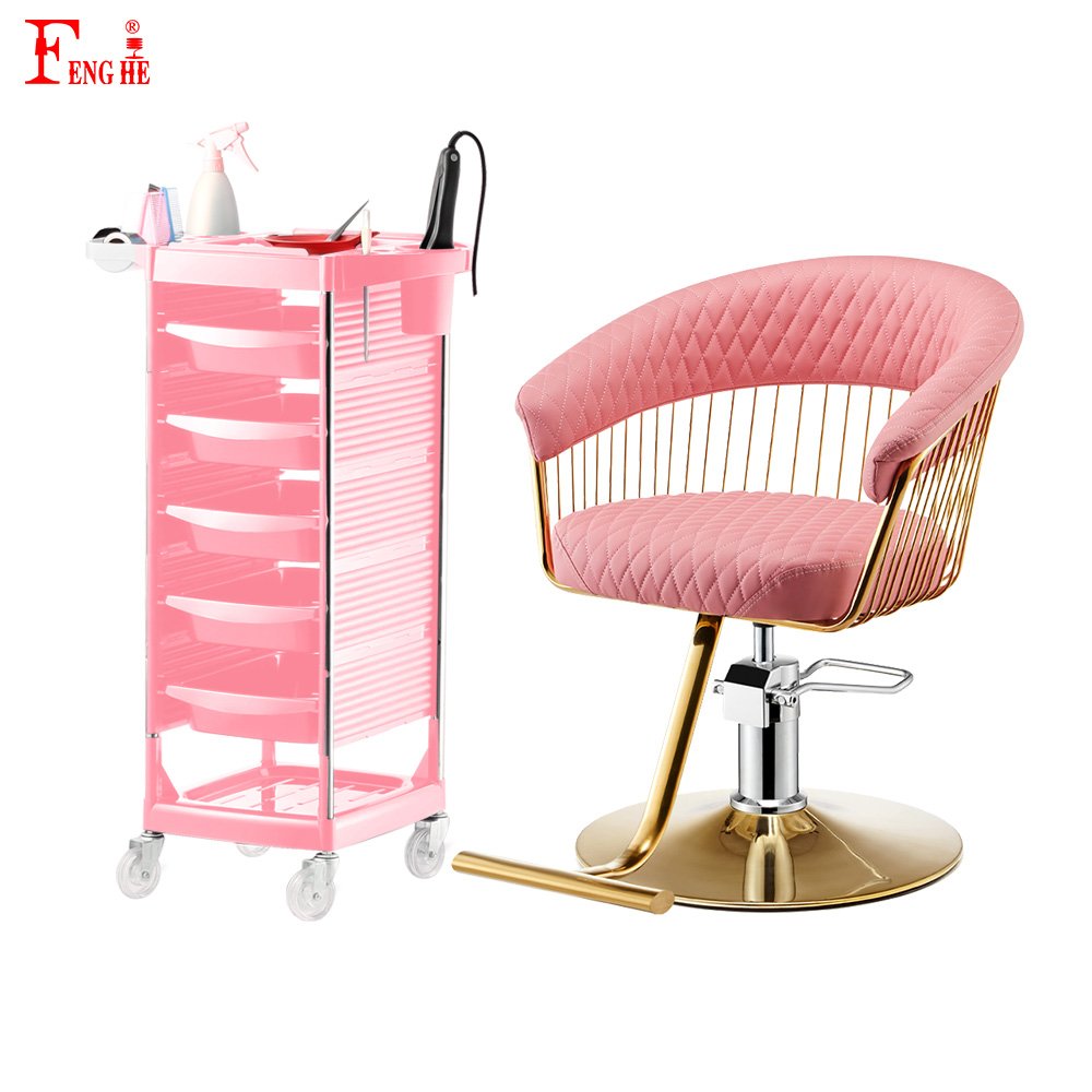 Fenghe Wholesalers Comfortable Salon Chair Hair Pink Salon Furniture Set Salon Barber Chair