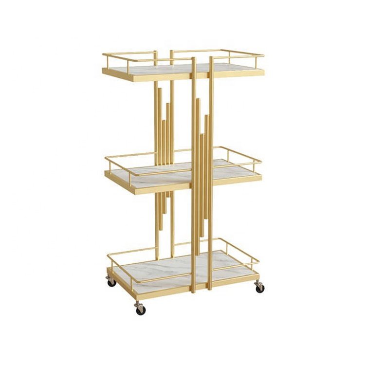 Luxury beauty hair salon small tools cart modern white golden mobile salon trolley for barbershop