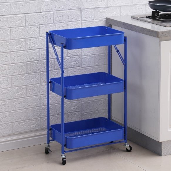 3-Tier Metal Rolling Cart, Utility Cart, Kitchen Cart with Storage Trolley for Kitchen, Bathroom