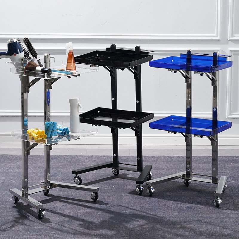 Hot Sale Foldable Special Gold And Silver Stainless Steel Mobile Rolling Hair Shop Cart Drawer Beauty Salon Trolley