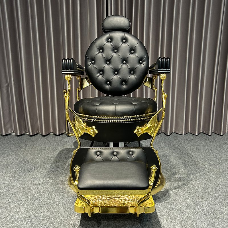 Luxury salon furniture golden retro styling chair hairdressing hydraulic recliner barber chair
