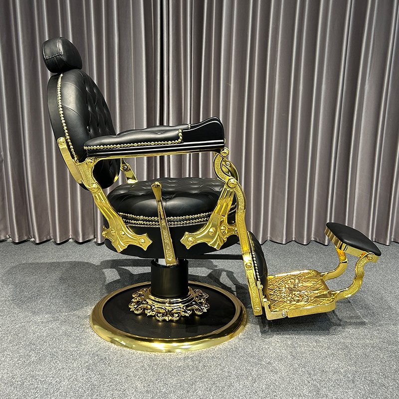 Luxury salon furniture golden retro styling chair hairdressing hydraulic recliner barber chair
