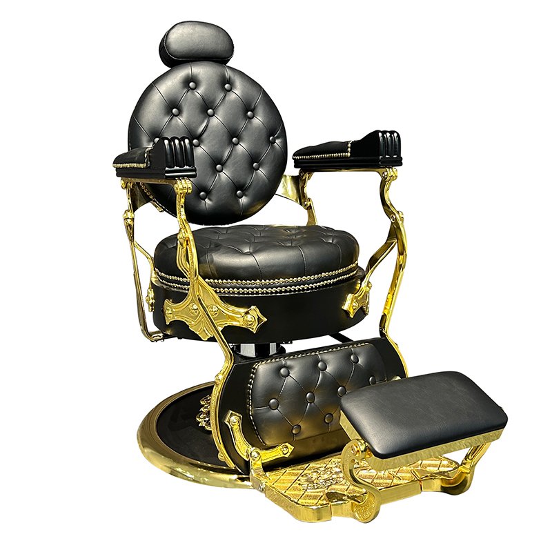 Luxury salon furniture golden retro styling chair hairdressing hydraulic recliner barber chair