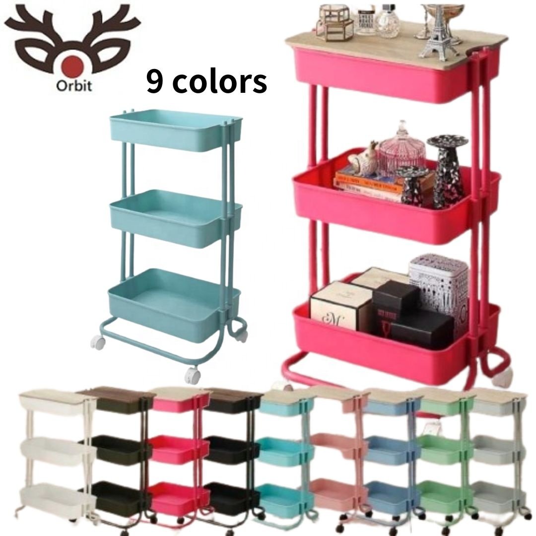 Metal Mesh Rolling Storage Cart with Utility Handle For Bathroom Spa Salon Beauty Black Trolley Kitchen