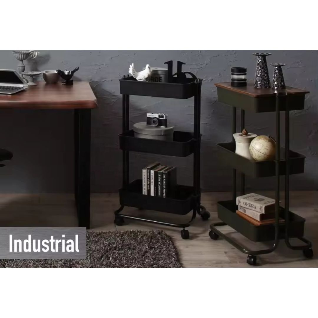 Metal Mesh Rolling Storage Cart with Utility Handle For Bathroom Spa Salon Beauty Black Trolley Kitchen