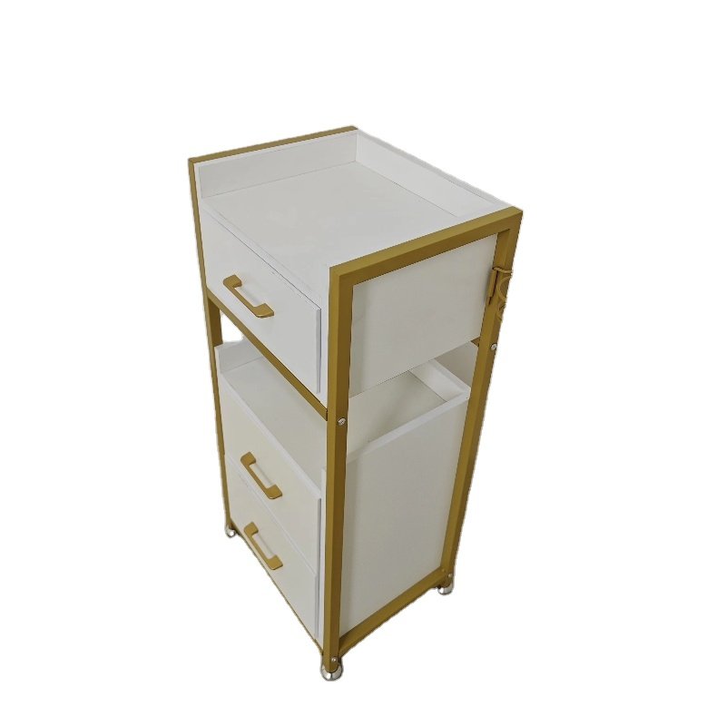 Factory Cheap SPA Beauty Trolley Gold And Silver Stainless Steel Material Barber Furniture Gold Metal Hair Salon Trolley