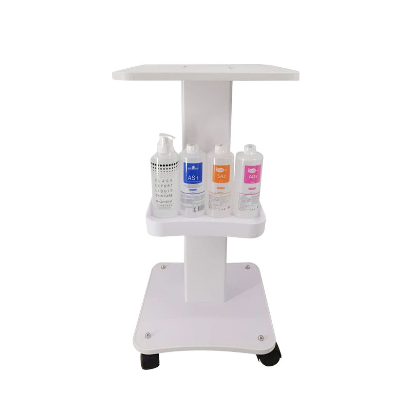 Wholesale Wood Panel Portable Lockable Steel Boby 4-wheel Hair Salon Cart Trolley For Facial Beauty Machine Tool