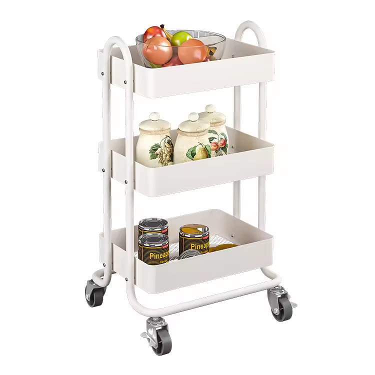 Factory Price 3 Tier Metal Living Room Bathroom Bedroom Storage Trolley Hair Salon Cart Kitchen Vegetable Fruit Storage Rack