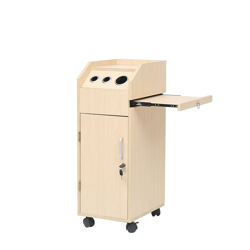 plywood solid wood yellow color wholesale cheap 360 degree barber shop furniture salon trolley