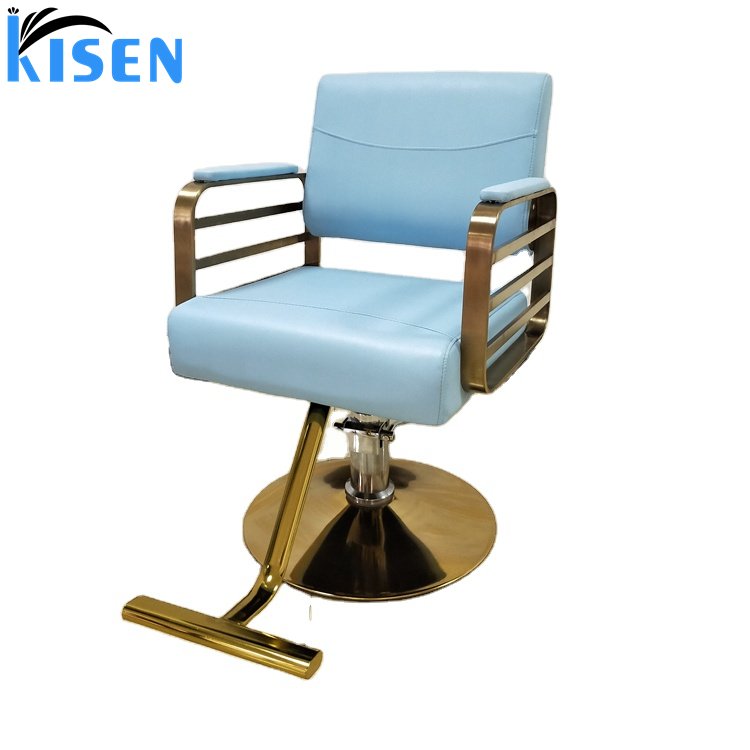 Modern green pink black grey gold blue deco styling hydraulic pump barber chair with square base for hair salon