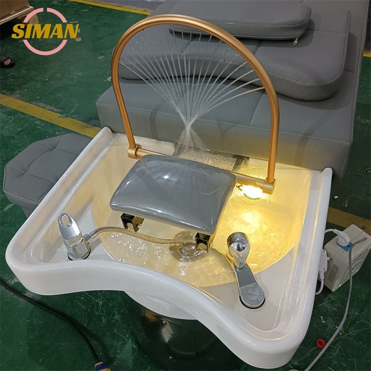 Siman grey shampoo bed water circulation head therapy and steamer healthy phototherapy new electric hair salon washing chair