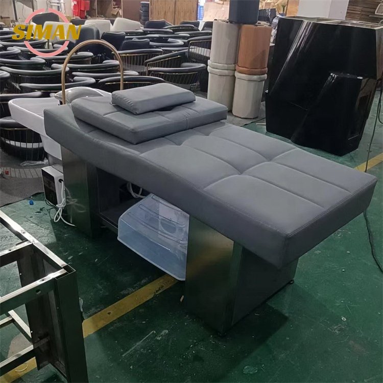 Siman grey shampoo bed water circulation head therapy and steamer healthy phototherapy new electric hair salon washing chair