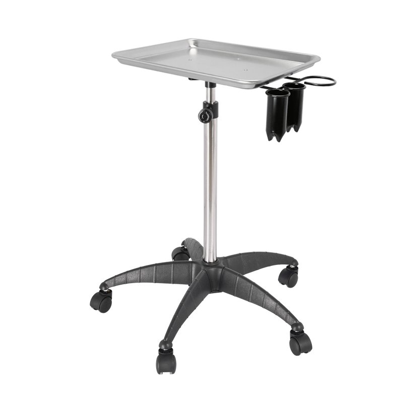 Tattoo Dental Medical Salon Trolley Premium Aluminum Rolling Service Tray Cart with Accessory Caddy