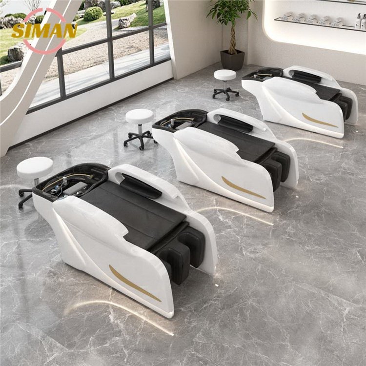 Siman Massage Shampoo Bed With Side Light Mobile Phone Holder Leg Lift Full Body Massage With Water Circulation And Steamer