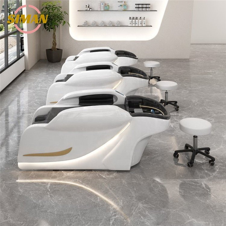 Siman Massage Shampoo Bed With Side Light Mobile Phone Holder Leg Lift Full Body Massage With Water Circulation And Steamer