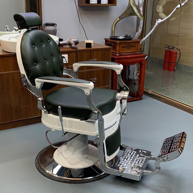 2024 Customized Factory Wholesale Black Leather Square Base Hair Salon Professional Barber Chairs For Sale
