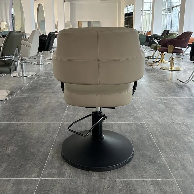 Barbershop equipment barber chair modern Khaki leather cheap beauty hairdressing recliner barber chair