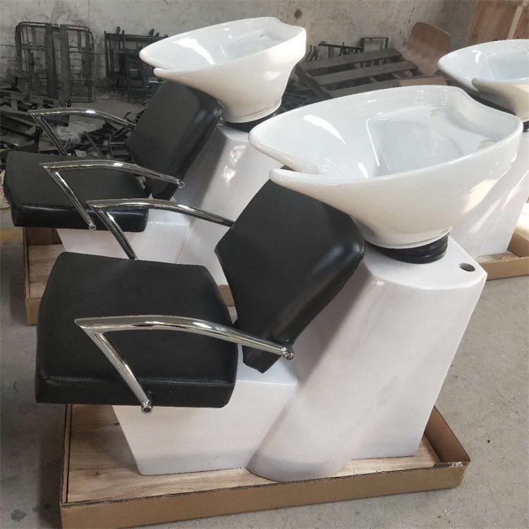 Kisen cheap wholesale black haircut salon furniture hair washing shampoo bed barber adult comfort chair comfortable basin bowl
