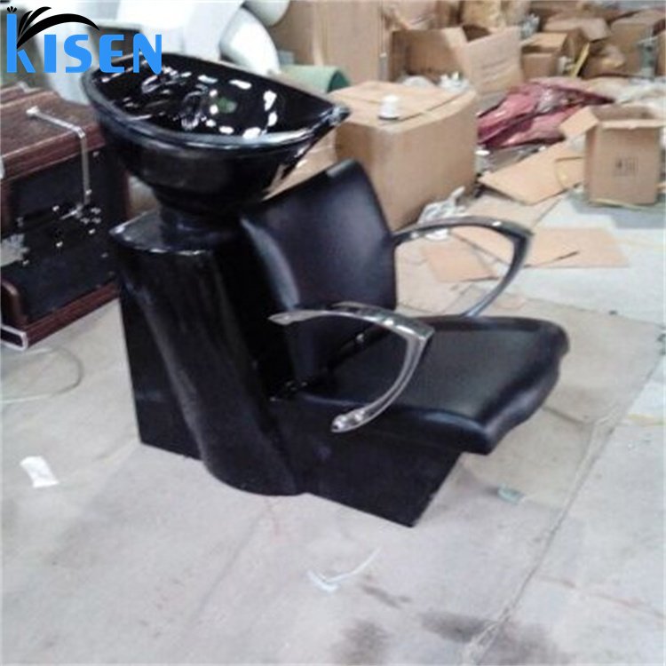 Kisen cheap wholesale black haircut salon furniture hair washing shampoo bed barber adult comfort chair comfortable basin bowl