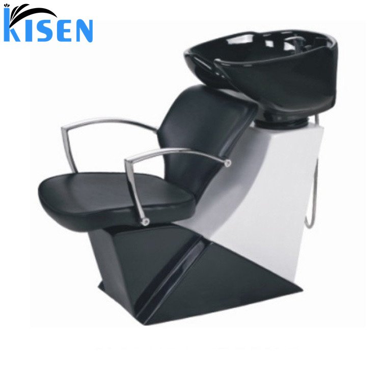 Kisen cheap wholesale black haircut salon furniture hair washing shampoo bed barber adult comfort chair comfortable basin bowl