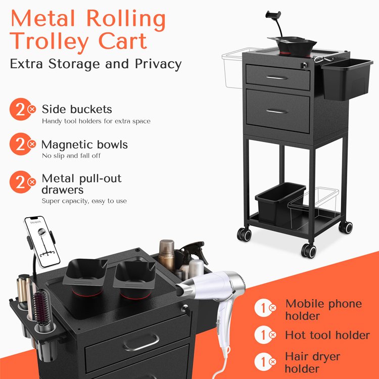 Rolling Metal Manicure Salon Beauty Hair Cart Utility Caddy Mobile SPA Tattoo Hairdresser Barber Tools Storage Drawers Trolley