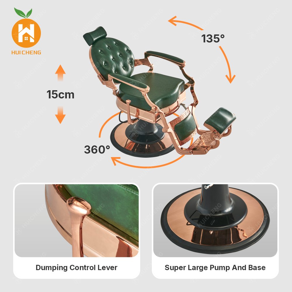 2024 Factory New Design Vintage Heavy Dark Green Barber Chairs Salon Shop Barber Chair For Men BC8831H