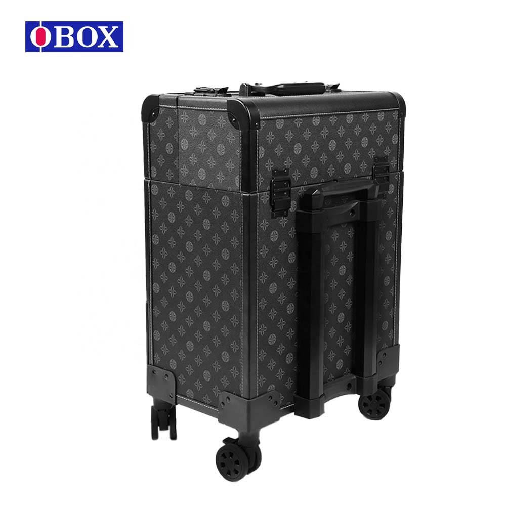 Cheap Wholesale Aluminum Rolling Makeup Case Cosmetic Salon Organizer Trolley Case With Trays