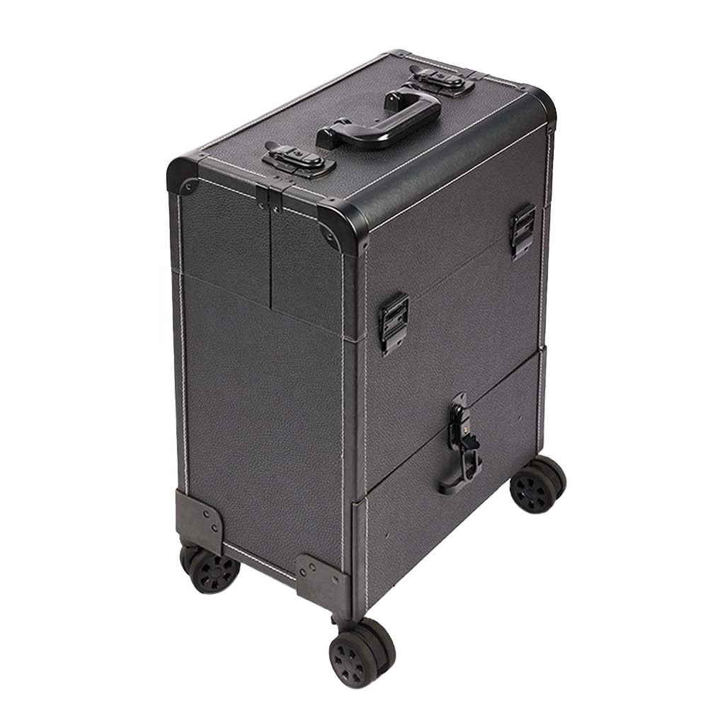 Cheap Wholesale Aluminum Rolling Makeup Case Cosmetic Salon Organizer Trolley Case With Trays